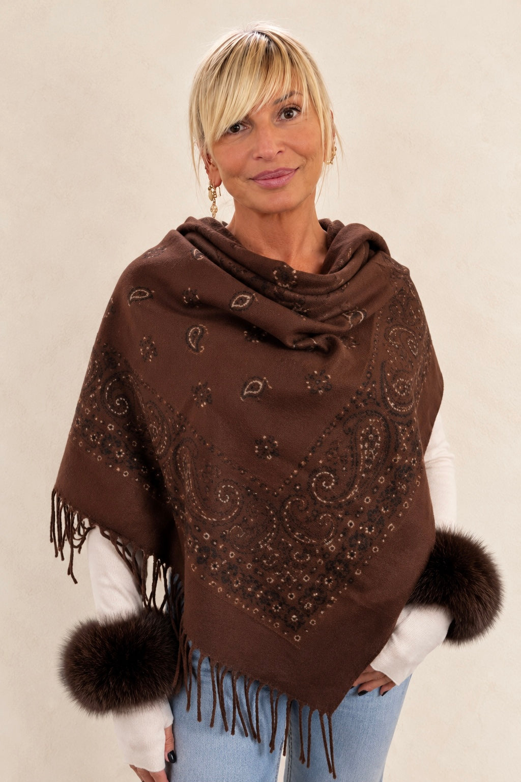 JUNE — Grand foulard bandana chocolat