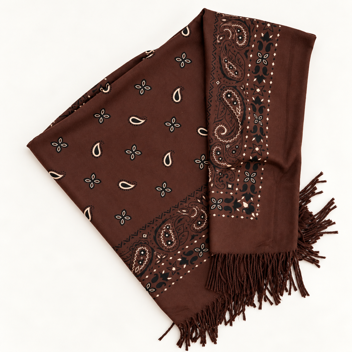 JUNE — Grand foulard bandana chocolat
