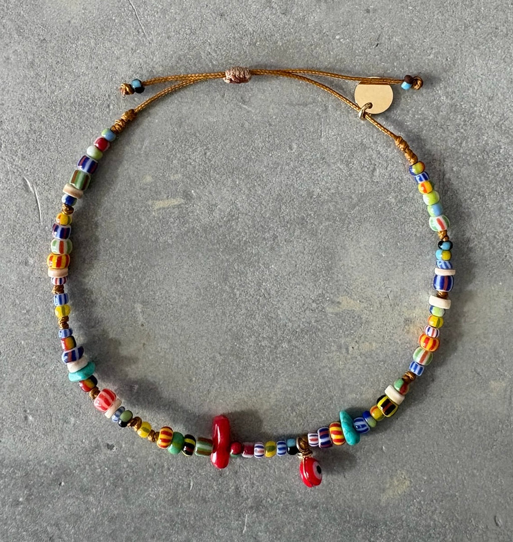 Bracelet Perle africaine Turquoise Heishi Oeil