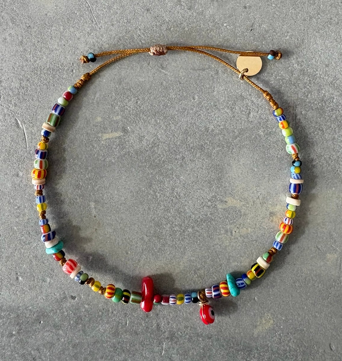 Bracelet Perle africaine Turquoise Heishi Oeil